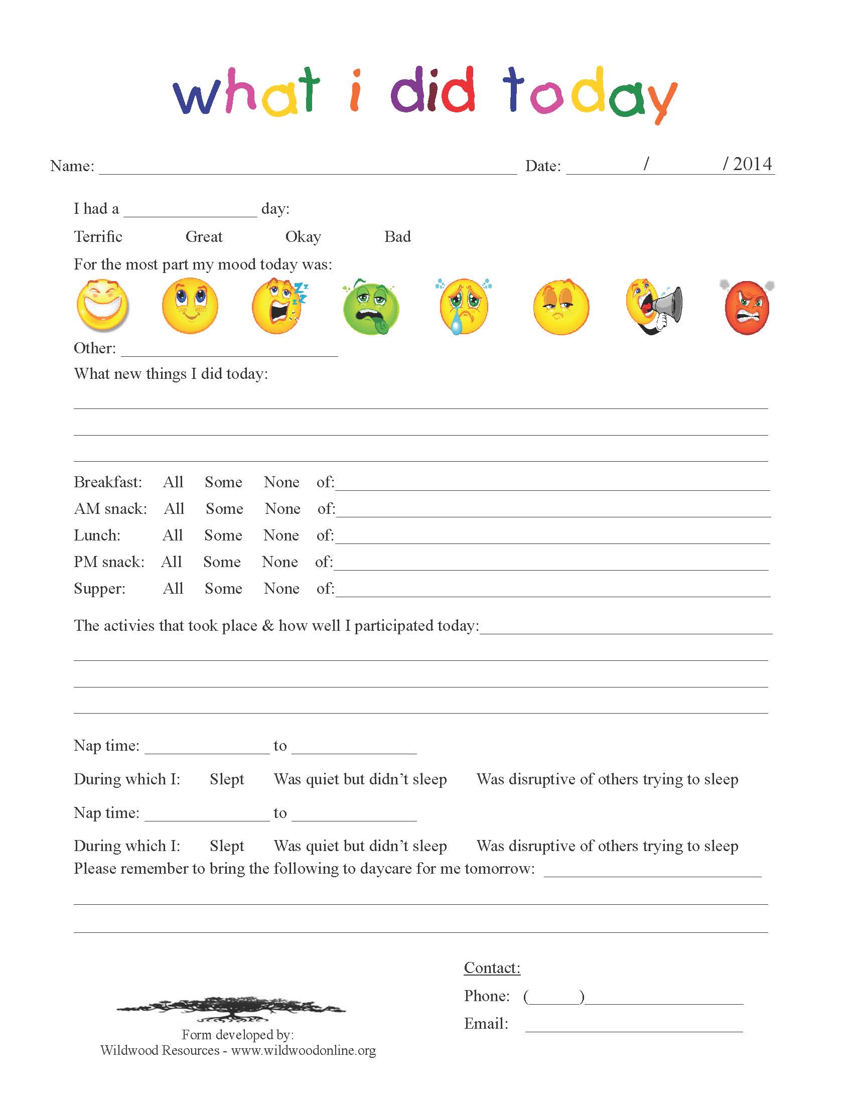 Child Care Forms Download #205